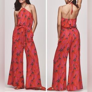 Farm Rio Halter Neck Pimenta Print Wide-Leg Jumpsuit, Size LP